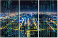 3 Pieces Abstract Futuristic PCB Pattern and CPU Poster Home Decor Modern City with Wireless Network Connection Artwork Wall Art for Living Room Print on Canvas Framed Ready to Hang ((42"Wx28"H)