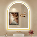 30"x36" Arched LED Mirror for Bathroom, Brushed Gold Lighted Bathroom Mirror with Lights, Fogless, Dimmable, Shatterproof, Touch Sensor, 3 Color Changing