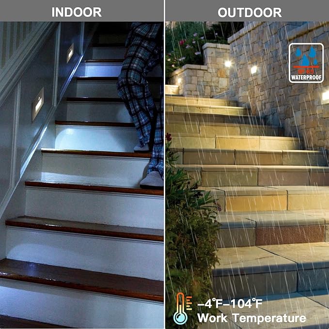 8-Pack Horizontal LED Step Lights, Motion Sensor & Dusk to Dawn, IP65 Waterproof, 3000K-5000K Adjustable, Anti-Glare Louvered, 3W 120V Stair Lights Indoor Outdoor, Bronze, ETL Certified