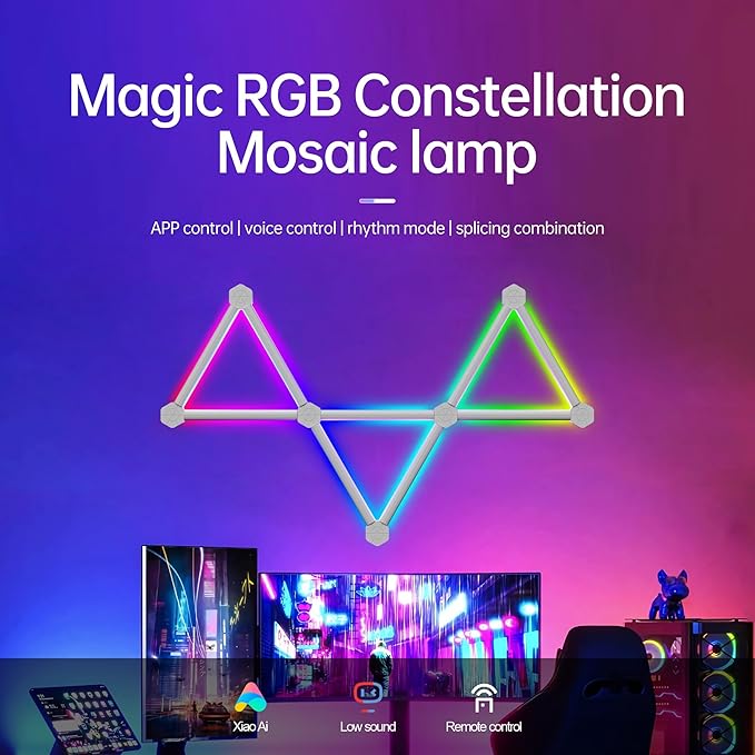 Smart Modular RGB LED Wall Lights Kit - DIY Shapeable Music Sync Backlit Panels w/Alexa & App Control | 16.8M Colors, 44+ Scene Modes, No-Drill Installation (9 LED Light)