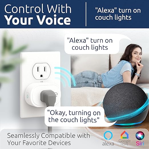 Smart Plug Energy Monitoring | Compatible with Alexa, Google Home Assistant, iPhone, Siri, Android, Power Tracking 15A 1800W, No Hub Required Energy Monitoring Outlet (Energy Monitoring, 4)