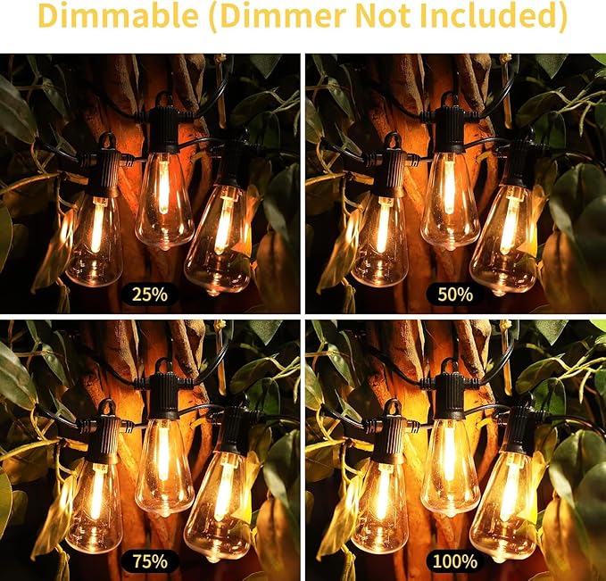 ZOTOYI Outdoor String Lights 25FT, Patio Light for Outside with Shatterproof 13 LED Bulbs, IP65 Waterproof Connectable Hanging Lights for Backyard, Porch, Bistro, Cafe, Balcony, Garden