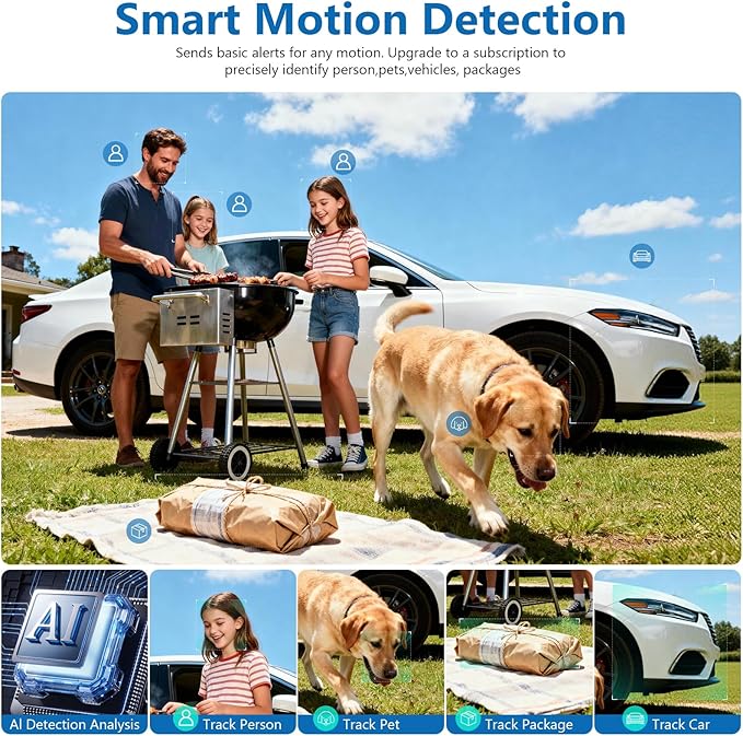 2K Security Camera Wireless Outdoor,Solar Powered WiFi Cameras for Home Security with Motion Detection,Color Night Vision(Spotlight),Instant Alert,2-Way Audio,Siren&SD/Cloud Storage,IP65,2.4GHz,2 Pack