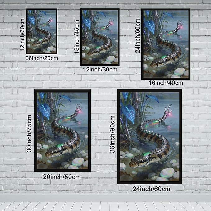 Framed Futuristic Nature Wall Art for Modern Living Room Creative Sci Fi Style Interior Decor 24x36in
