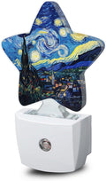 Night Light,Starry Night Plug into Wall with Dusk to Dawn Light Sensors,Abstract Oil Painting Warm Star Nightlights for Bedroom,Bathroom,Hallway,Kitchen Home Decor Desk Lamp