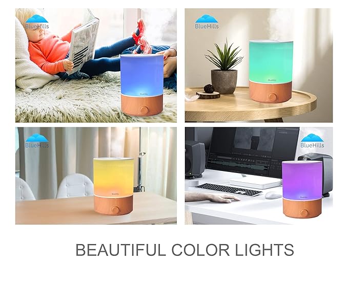 BlueHills Premium Set of Two Large 2000 ML and 4000 ML XL Essential Oil Diffusers Humidifier Combo for Large Room Home with Décor LED Lights Great Gift – Value Pack of Wood Grain.