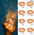 ZGWJ Fairy Lights Battery Operated, 8 Pack Orange Twinkle String Lights 20 LED 7FT Waterproof for Bedroom Decor, Halloween, Christmas, Wedding Party Indoor and Outdoor Decoration