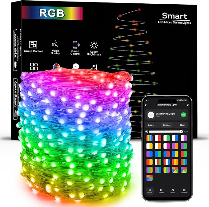 Brizled Smart RGB Color Changing Fairy Lights Pro, 66FT 200 LED St. Patrick's Day Green Mini Light String App/Voice Control, WiFi Dimmable Christmas Lights for Easter Independence Day Xmas Halloween