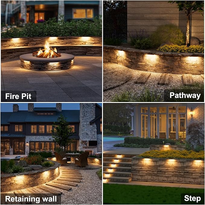 VOLISUN 24 Pack 7 Inch Retaining Wall Lights, Waterproof LED Hardscape Lighting, Cuttable Low Voltage Landscape Lighting, 12V Paver Lights, 3W Outdoor Step Lights, 2700K Soft White, ETL