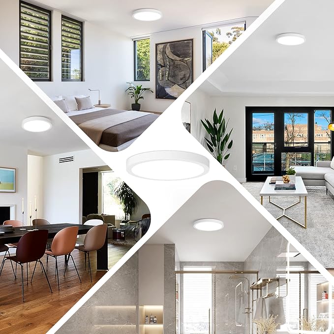 LED Flush Mount Ceiling Light, 7 Inch Dimmable LED Ceiling Light Fixture 15W 100W Equivalent, 1200LM 5000K Daylight White Ultra Thin Flat Led Lights for Kitchen, Bedroom, Hard-wired Closet Light