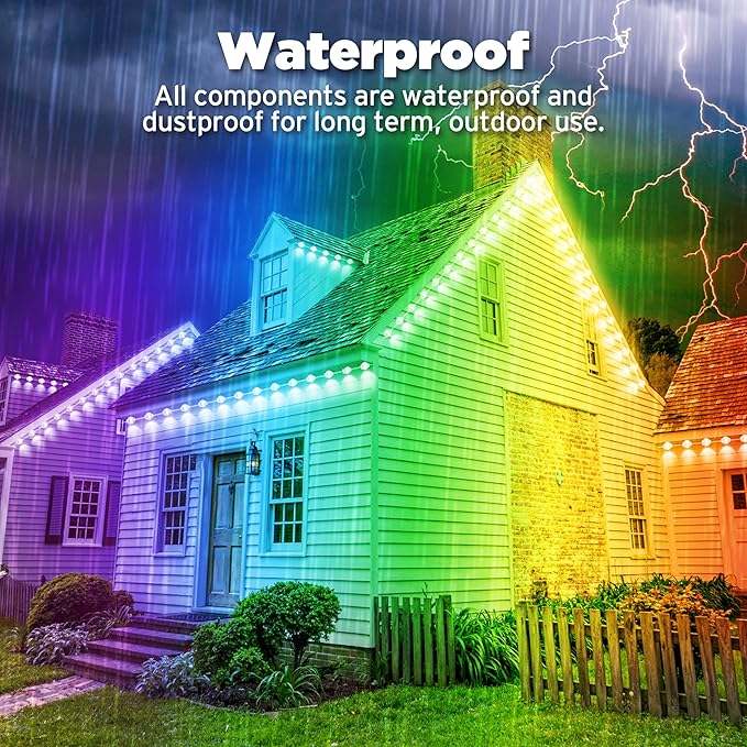 RGB Permanent Outdoor lights, 300FT Smart LED Eaves Lights with APP/Remote Control, IP67 Waterproof Outdoor Lights for House - Ideal for Christmas, Halloween, Party, Garden, Patio Home Decoration