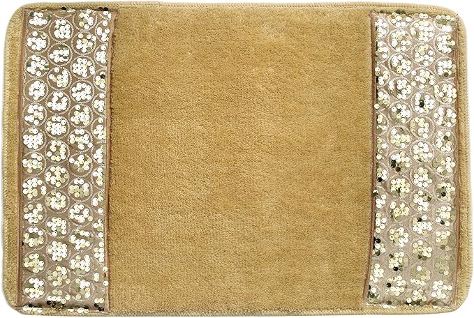 Zahari Home Sinatra Modern Bathroom Rug Classic Luxury Bath Rug Contemporary Decor Champagne Gold Bath Mat for Shower Unique Design Stylish Bathroom Rug Bath Shower Tub Décor
