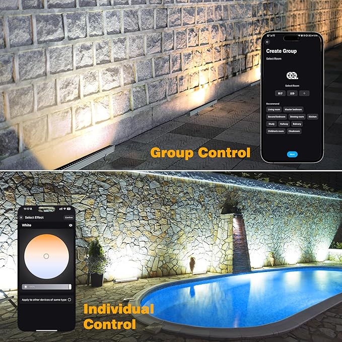 Smart LED Light Bar 20" – WiFi App & Remote Controlled RGB Wall Washer, 2700K-6500K Tunable White, 100% Dimmable IP65 Waterproof Outdoor Light Fixture, Voice Control, for Patio Garden Stage