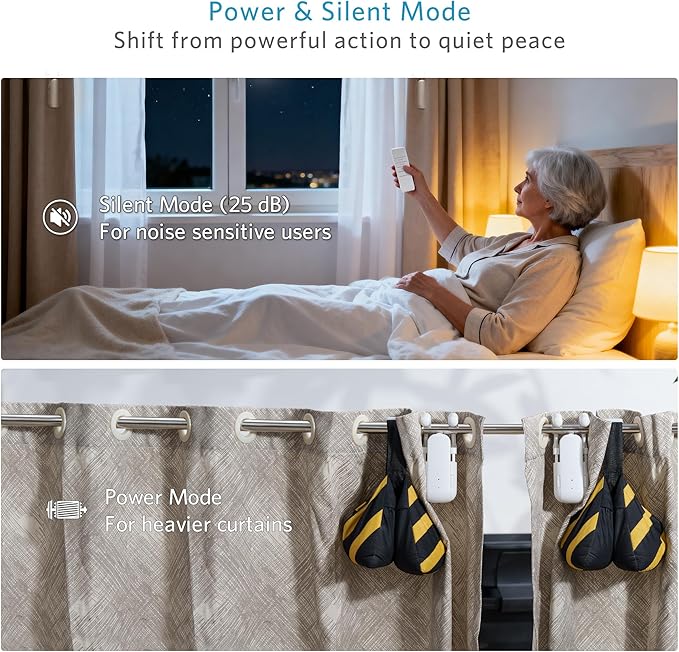 Automatic Curtain Opener Smart Motorized: 2-Pack Heavy Duty 20KG Load Electric Curtain Robot with Remote for Bedroom Living Room│6-Month Battery for Home/Office/Nursery│No WiFi Needed