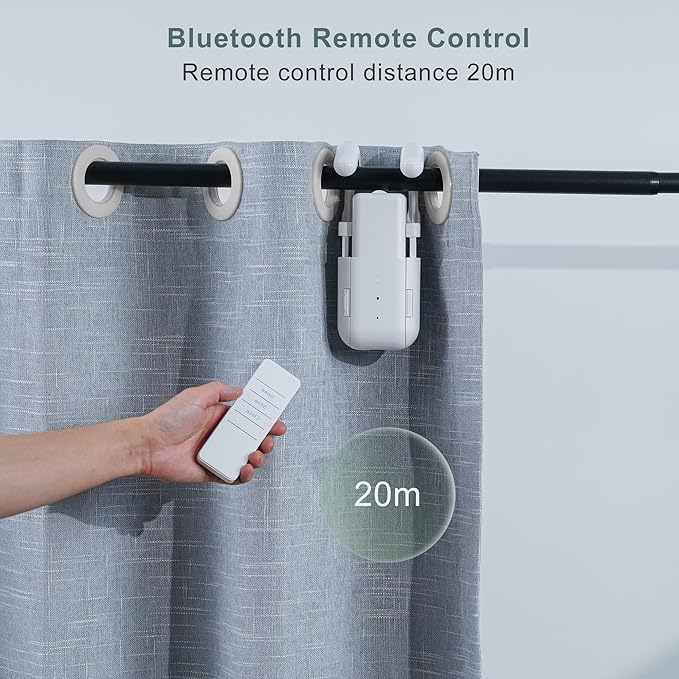 Automatic Curtain Opener Electric: Smart Remote Control Closer｜Long-Lasting Battery/Type-C｜No Drill for 8-40mm Roman Rods/T-Tracks & U-Rails｜Quiet Motor Robot for Bedroom/living room