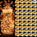 Aogist 50 Pack Fairy Lights 3 Modes 7ft 20 LED Waterproof,Battery Operated Silver Wire Firefly Starry Moon Mini String Lights for Mason Jars Christmas DIY Crafts Wedding Party Bedroom,Orange