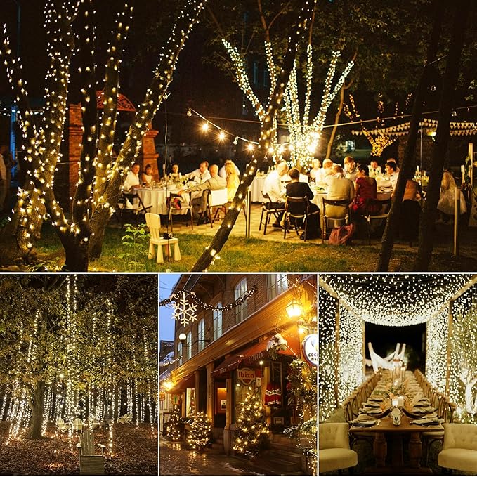 Dailyart Fairy Lights Plug in, 200 Led Fairy Light with Remote 10Ft Fairy Lights with Timer 8 Modes Warm Lights for Bedroom Wreath Party Window Wedding Christmas Tree Decoration Green Wire