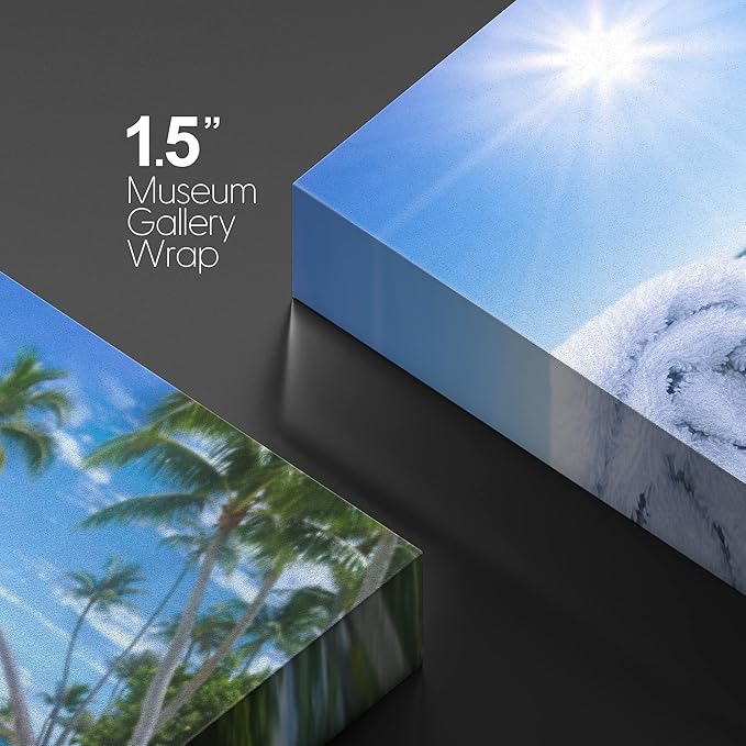 wall26 Canvas Print Wall Art White Massage Stones on Vibrant Beach Nature Floral Photography Realism Tropical Landscape Colorful Multicolor for Living Room, Bedroom, Office - 32"x48"