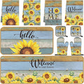 Fourluoo 10 Pcs Sunflower Kitchen Decor Set Sunflower Kitchen Towels and Rugs Oven Mitts and Pot Holders Farmhouse Decor for Women Mom Gift Cooking Baking Grilling