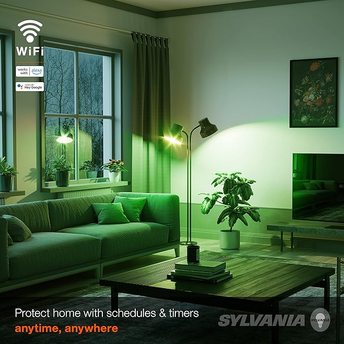 Sylvania WiFi LED Smart G25 RGBW Color and Amber Finish Filament Light Bulb, 7W Efficient, for Alexa/Google Assistant, 2000K, No Hub Required, Clear - 1 Pack (75808)