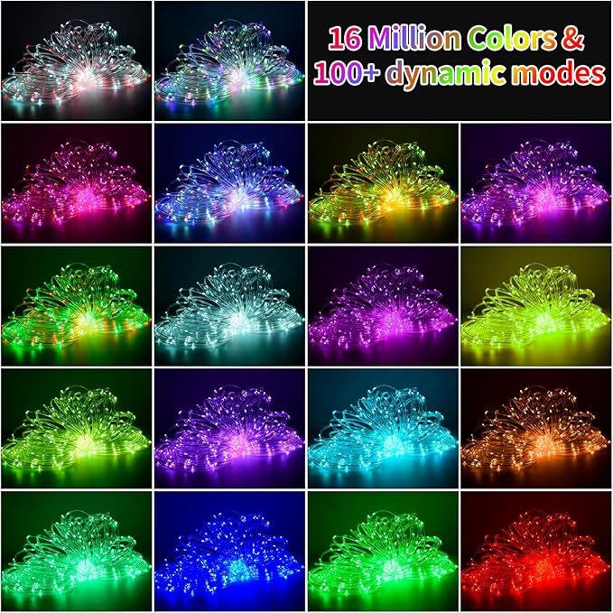 Rope Lights Outdoor Color Changing, 49FT 150 LED Waterproof Fairy String Light Plug in with Remote & APP Controlled, Music Sync Christmas Lighting for Outside Indoor Bedroom Halloween Decor