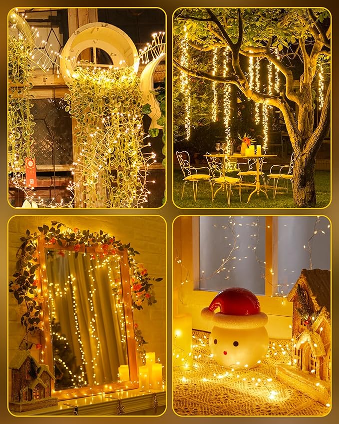 Fairy Lights Battery Operated, 60 LED Fairy String Lights Waterproof Silver Wire 5 Feet Firecracker Starry Light for DIY Wreath Home Wedding Bedroom Mason Jar Holiday Christmas Ramadan Decorations