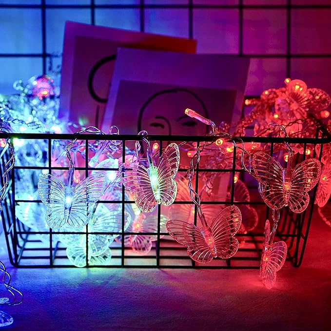 8 Modes 120 LED 19.7FT Firefly Twinkle Timer String Lights with Remote,Butterfly Curtain Fairy Lights USB Plug in, Waterproof Copper Wire for Bedroom Patio Christmas Wedding Party Dorm(Multicolor)