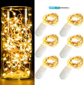 6-Pack 7Ft Starry String Lights No Remote Fairy String Lights 20 Micro Starry LEDs On Copper Wire CR2032 Batteries Included,For Wedding Centerpiece,Party,Christmas Table Decor(Copper Warm White)
