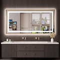 Amorho 60"X30" LED Bathroom Mirror, Gold Metal Framed Mirror with Front Light and Backlit, Stepless Dimmable, Anti-Fog, Shatter-Proof, Memory, 3 Colors