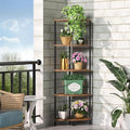 Corner Plant Stand Shelf, 5 Tier Tall Shelf Plant Stand for Indoor Plants, Rustic Brown Corner Bookshelf Wall Decor Living Room, 44.1" Display Shelf for Bedroom, Bathroom, Small Space