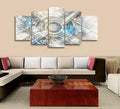 5 Piece Canvas Wall Art Five Panel Abstract Futuristic Technology Pattern Painting Canvas Prints Framed Digital Circuit Design Interior Decor for Living Room Bedroom Home Office Modern Tech Theme Design