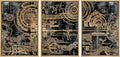 wall26 Framed Canvas Print Wall Art Set Electronic PC Motherboard Circuit Collage Abstract Technology Digital Art Modern Art Alternative Shapes for Living Room, Bedroom, Office - 16"x24"x3 Natural