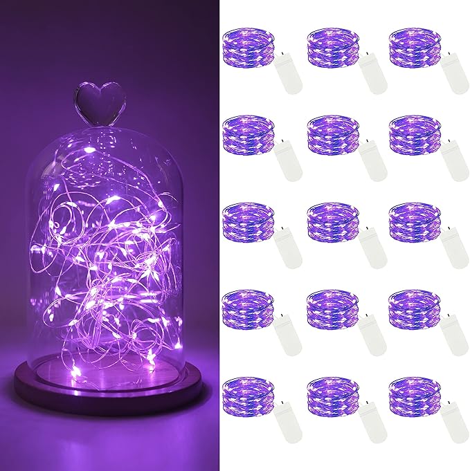 15 Pack 30 LED Micro Starry String Lights Battery Operated(Included),Fairy Waterproof Silver Wire Lights,for DIY Party Garden Wedding Table Indoor&Outdoor Decorations