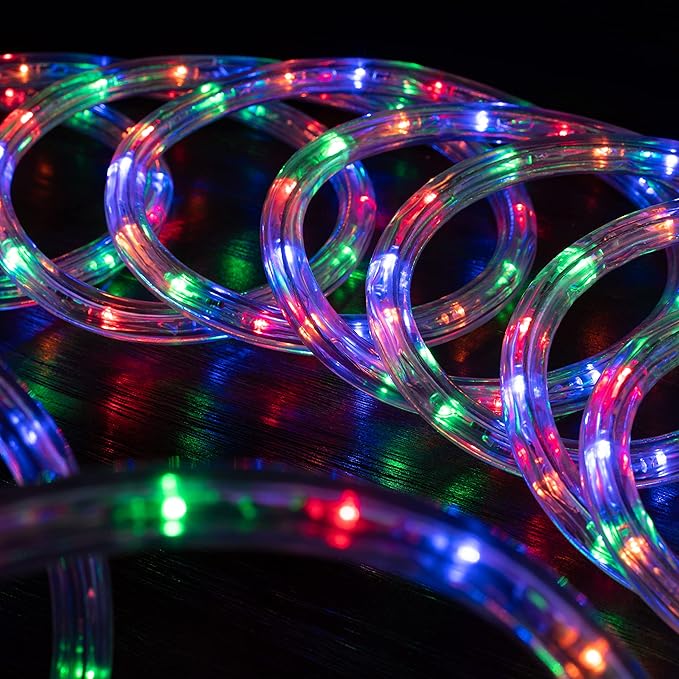 WYZworks 3312LEDs, 300ft LED Outside Rope Lights, Waterproof Permanent Outdoor ETL Certified Connectable Clear Tube, Christmas Palm Tree Holiday Decorative Landscape Patio Accent Lighting - Colorful