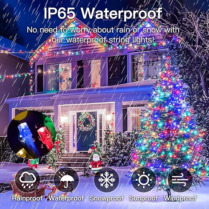 String Lights Indoor Bedroom, 33FT 100 LED Fairy String Lights Outdoor Waterproof, 8 Modes Memory Twinkle Christmas Light Plug in for Classroom Dorm Patio Tree Garden Decor (Multicolor)