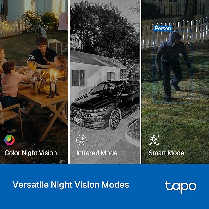 Tapo 2K Indoor/Outdoor Pan/Tilt Wired Security Camera - Baby Monitoring, Person & Baby Cry Detection, 360° Motion Tracking, Color Night Vision, Subscription-Free Local Storage or Optional Cloud, C217