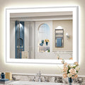 40x30 Brushed Nickel LED Bathroom Mirror with Lights, Sliver Framed Backlit and Front Lit Anti-Fog Lighted Vanity Mirrors for Bathroom Wall, Dimmable, 3 Colors, Memory, Tempered Glass, CRI＞90