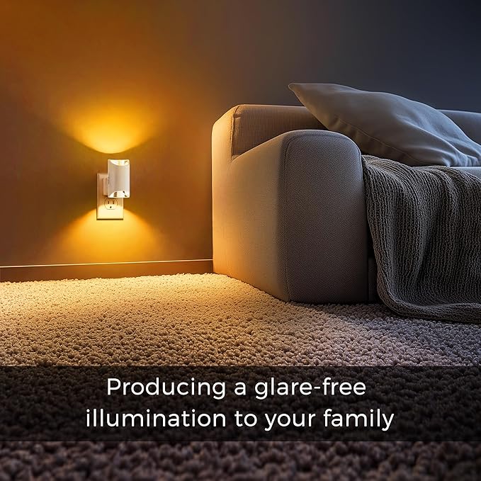 L LOHAS LED Night Lights Plug into Wall, Dimmable Night Light 0-100LM, Dusk to Dawn Sensor, Soft White 2000K, Plug in Nightlights for Hallway Bedroom Stairway, 2 Pack