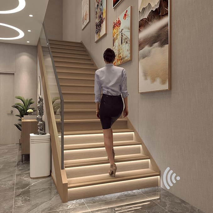 Led Stair Lights Indoor Motion Sensor, Smart Step Lights 20 Steps 40 Inch (100 cm) Long Cuttable Led Stair case Lighting (6000K Cool White Lights)
