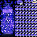 Aogist 100 Pack Fairy Lights 3 Modes 7ft 20 LED Waterproof,Battery Operated Silver Wire Firefly Starry Moon Mini String Lights for Mason Jars Christmas DIY Crafts Wedding Party Bedroom,Blue