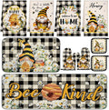 Fourluoo 10 Pcs Bee Kitchen Decor Set 4 Kitchen Towels 2 Pot Holders 2 Oven Mitts 2 Rugs Daisy Decorations for Cooking Baking Mom Housewarming Gifts