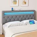 GREENSTELL Headboard for Full Size Bed with 60,000 DIY Color of LED Light, USB & Type C Post, Upholstered, Height Adjustable, Sturdy, Easy Assembly, Wall Mounted Head Boards Only, Gray