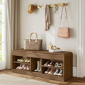 Shoe Storage Bench, 47.2in Entryway Bench with Flip-Open Storage Box, 2 Tier Shoe Rack Organizer with Shelf, Entryway Cabinet for Hallway Living Room Bedroom, Walnut
