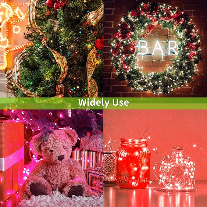 Solar String Lights Outdoor, 33 Feet 100 LEDs 8 Modes Solar Fairy Lights for Outside, Waterproof Outdoor Light for Patio Yard Christmas Tree Halloween Wedding Party Decorations, Purple