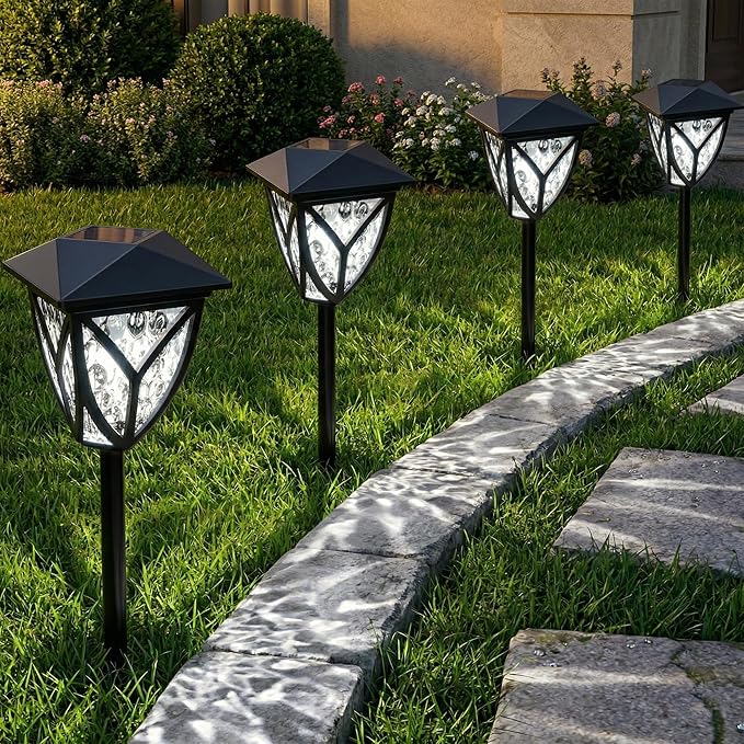 Ensenior Solar Lights Outdoor, 6500K LED Solar Garden Lights for Pathway Yard Patio Walkway Planter Walkway Landscape Lighting, IP65 Waterproof, Energy-Efficient Landscape Lighting, 12-Pack