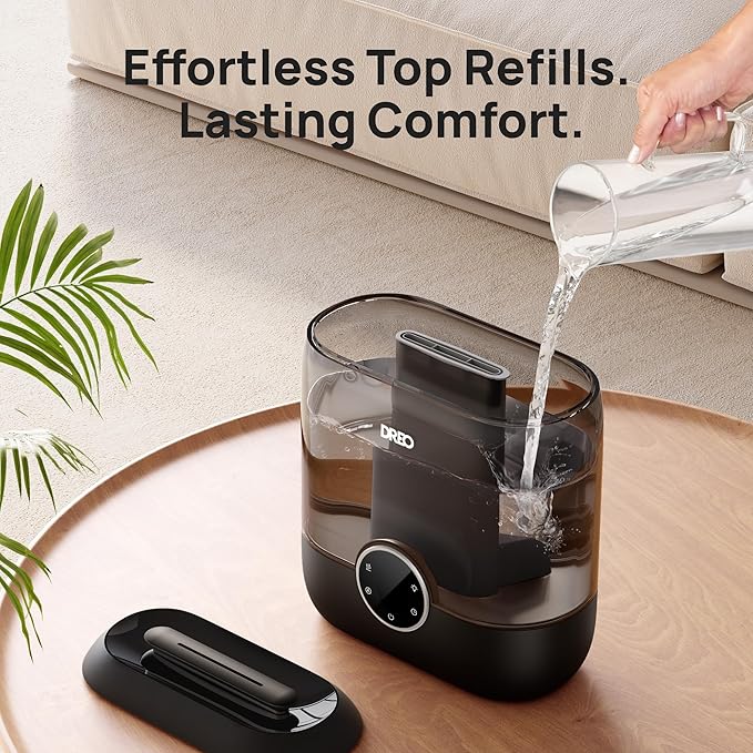 DREO 6L Top Fill Humidifiers for Bedroom, 60H Runtime, 28 dB Quiet Supersized Cool Mist Humidifiers for Large Room, Ultrasonic Humidifier for Home, Plant, Baby, Night Light, Indoor