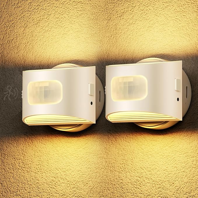 DORESshop Smart Night Light 4-Pack, Plug-in & Rechargeable Mode, Auto Dusk-to-Dawn & Motion Sensing, 3000K Soft White for Bedroom, Bathroom, Hallway, Stairs