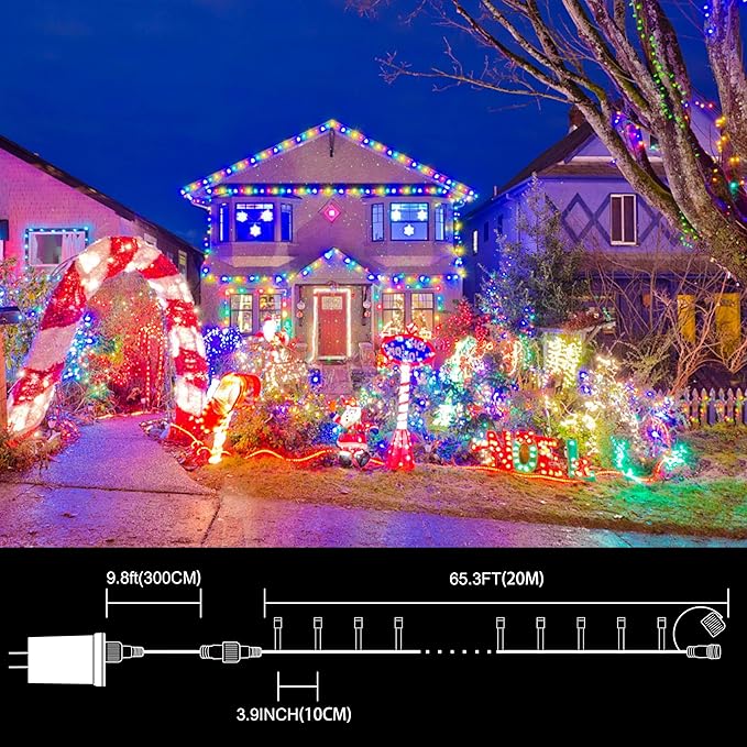 LAMPHOME Colorful Easter String Lights, 66 ft 200 LED Pastel Easter Lights 16 Modes Plug in,transparant Wire Twinkle Fairy Lights for Spring Bedroom Tree Room Outdoor Party for Easter Decorations