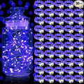 Aogist 50 Pack Fairy Lights 3 Modes 7ft 20 LED Waterproof,Battery Operated Silver Wire Firefly Starry Moon Mini String Lights for Mason Jars Christmas DIY Crafts Wedding Party Bedroom,Blue