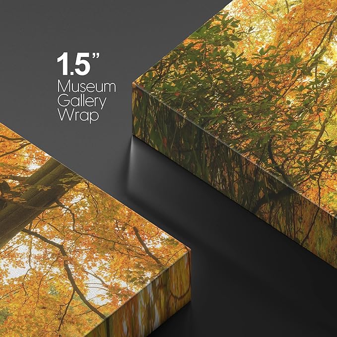 wall26 Canvas Print Wall Art Yellow & Orange Autumn and Fall Forest Floral Nature Photography Realism Rustic Scenic Relax/Calm Multicolor for Living Room, Bedroom, Office - 12"x18"
